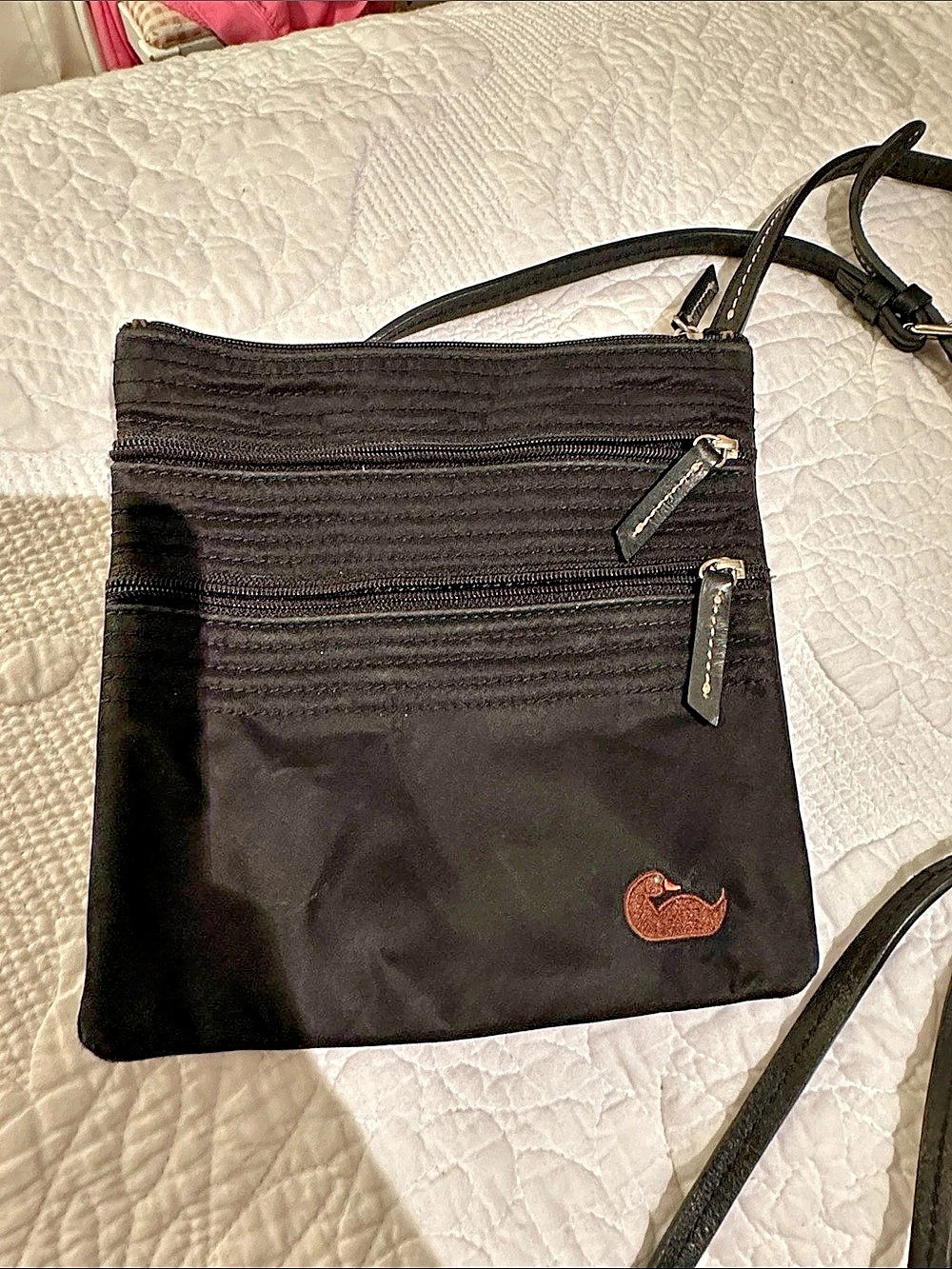 Dooney & Bourke Nylon North South Triple Zip Crossbody Black & Pink